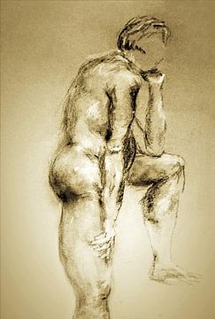 Male nude with muscular strong legs! by Ineke de Rijk