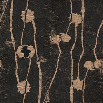 Rauwe natuur. Botanische collage in zwart. van Dina Dankers