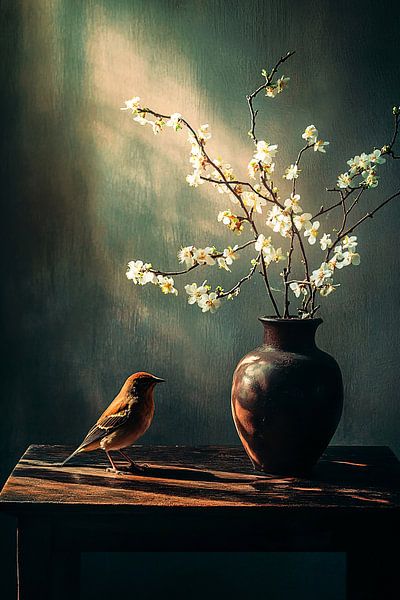Nature morte aux oiseaux et aux fleurs par Imperial Art House