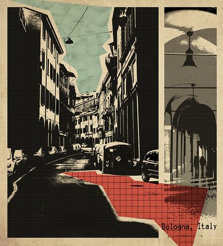 carte postale rétro de Bologne, Italie