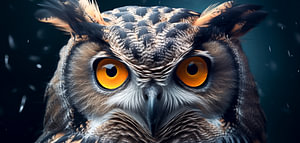 Panorama die tiefen, dunklen Augen einer Eule
