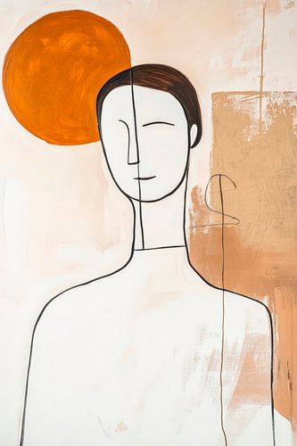 Abstract portret met zonnesymboliek