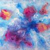 Abstract in Blauw en Roze van Maria Meester