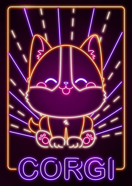 Neon Kawaii Corgi van Steven Kingsbury