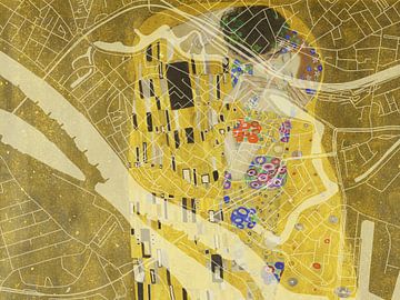 Karte von Deventer Centrum dem Kuss von Gustav Klimt von Map Art Studio