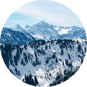 Winteruitzicht op de Hochvogel en de Allgäuer Alpen van Leo Schindzielorz