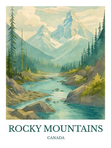 Schöner Kunstdruck Rocky Mountains Kanada von Robert Swaine
