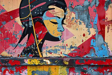 abstract portret vrouw van Egon Zitter