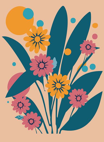 Bohemian hippie flowers vector art by Gypsy Galleria