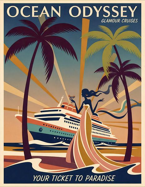 Ocean Odyssey Vintage Tropische Kreuzfahrt Kunstwerk von Jan Keteleer