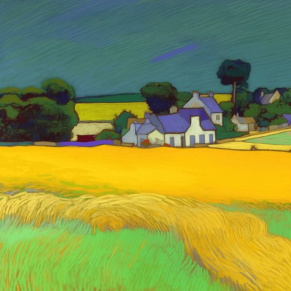 Landschaft im Van-Gogh-Stil_Quadrat von Ton Kuijpers