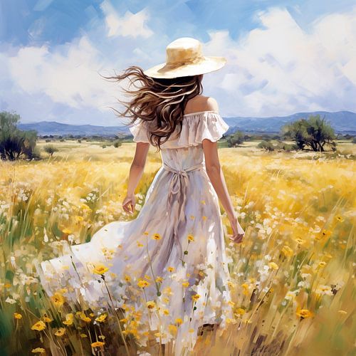 été, champ de fleurs, soleil