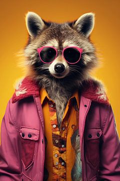 Raccoon wearing clothes by haroulita