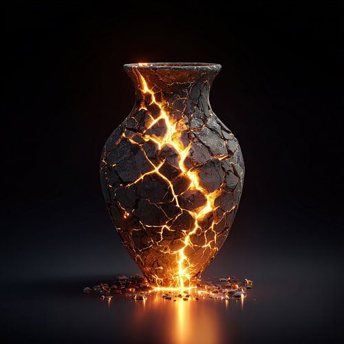 Vase aus gebrochenem Gestein