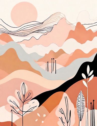 Abstract minimalistisch berglandschap in aardetinten van Dreamy Faces