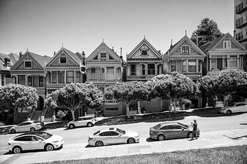 Painted ladies, San Francisco, in zwart-wit