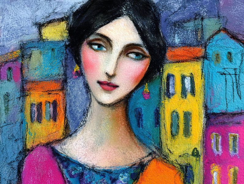 Colourful Houses Background by Abstract Painting