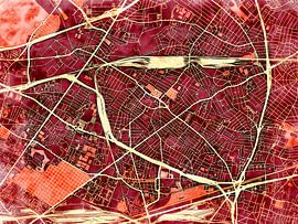 Map of Drancy with the style 'Amber Autumn' by Maporia