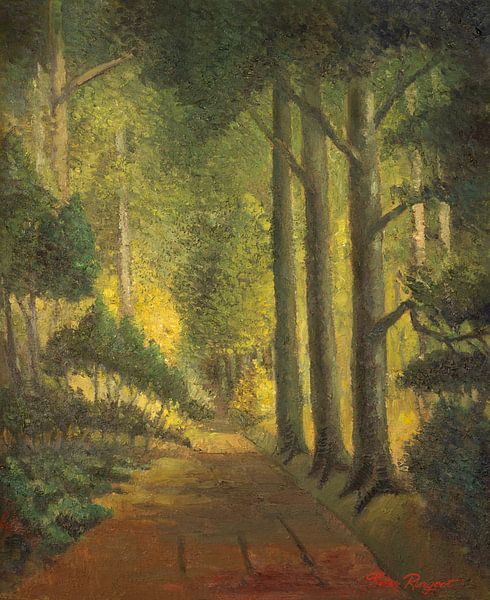 Waldweg im Calmeynbos in De Panne - Ölgemälde auf Leinwand von Galerie Ringoot