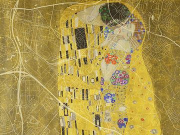 Kaart van Geleen met de Kus van Gustav Klimt van Map Art Studio