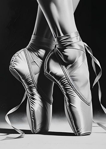 Gros plan sur les chaussures de pointe en noir et blanc