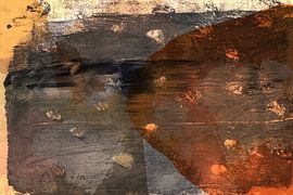 Abstrait rétro. Formes organiques en noir, terre cuite, jaune. sur Dina Dankers