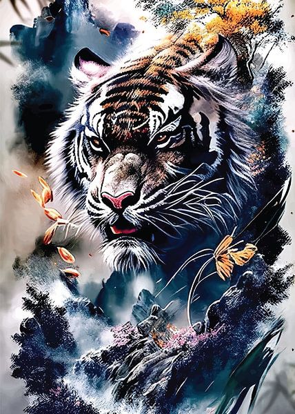 Tiger in der abstrakten Kunst von PublicArt77