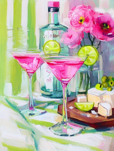 Summer Toast - Pink Martini and Floral Splendour by But First Framing