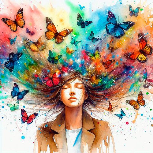 Fille papillon arc-en-ciel ( 2 )