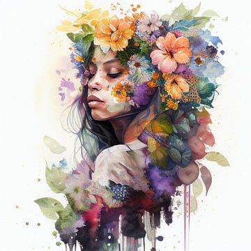 Watercolor Tropical Woman #6 by Chromatic Fusion Studio
