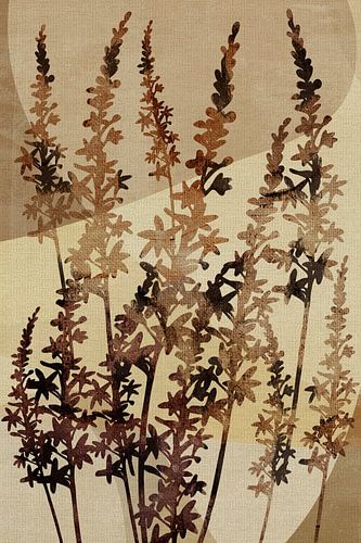 Tuinbloemen in aardetinten op linnen