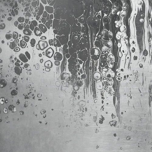 Œuvre d'art moderne en gris sur acier gris. Série : Technique mixte