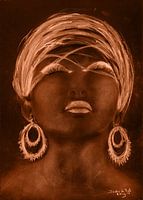 African woman in a golden sunshine.