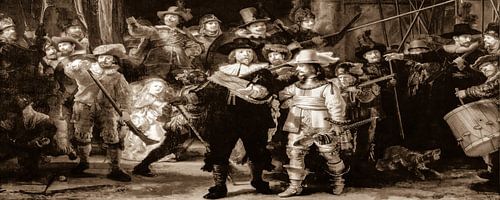 The Night Watch by Rembrandt in Sepia
