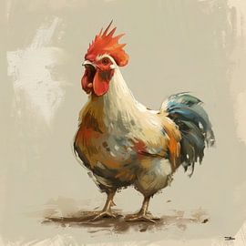 poulet fermier abstrait sur Gelissen Artworks