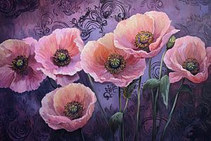 Mohn | Blumen gegen Lila