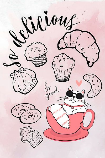 Coffee lover cat by NJ Midnight Studio