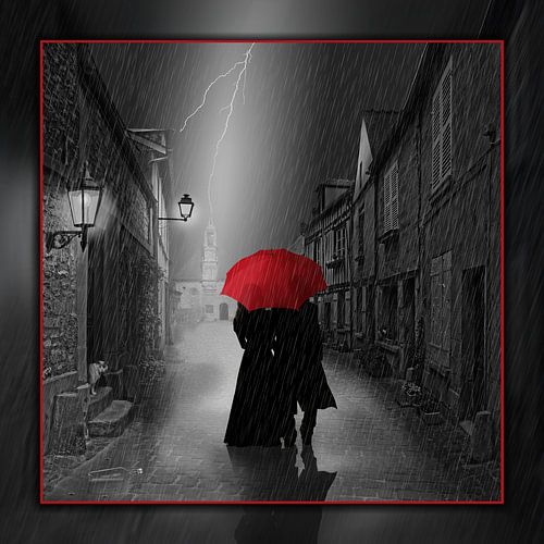 Gemeinsam unter dem roten Regenschirm