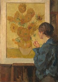 Woman in front of Van Gogh's Sunflowers, Isaac Israels