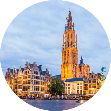 De Grote Markt met de kathedraal in Antwerpen van Werner Dieterich