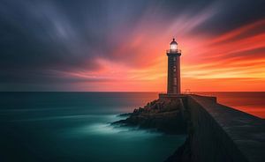 Leuchtturm im Abendrot