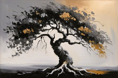 Abstracte boom met gouden accenten