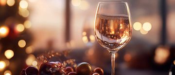 Feestelijke sfeer met wijnglas van Poster Art Shop