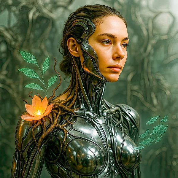 Gesichter des Lichts: Die Blume in der Maschine von Klaus Tesching - Art-AI