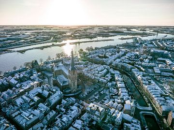 Kampen at the river IJssel during a cold winter sunrise by Sjoerd van der Wal Photography