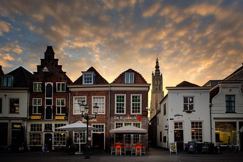 End of the day above the facades of Amersfoort
