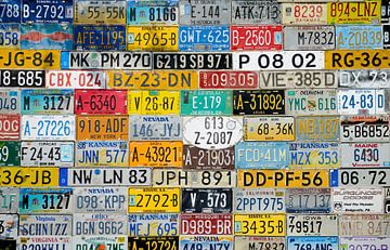 A wall of License Plates