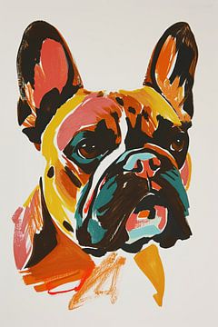 Bulldoggenkunst | Ausdrucksstarkes Bulldoggenportrait von Wunderbare Kunst