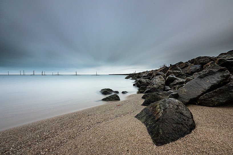 Houtribdijk View Grey Clouds sky. by Danny Leij