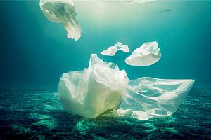 Plastic zak in water, illustratie van Animaflora PicsStock